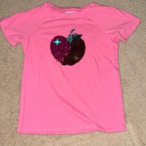 Cat & Jack Pink T-Shirt with flip Sequin Apple
